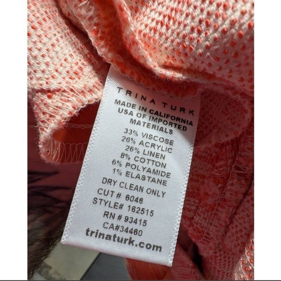 Trina Turk Women's Coral Linen Blend Tweed Shorts Size 2 - Picture 3 of 6